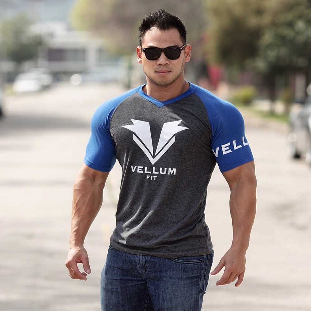 Vellumfit Blue and Grey Baseball T-shirt